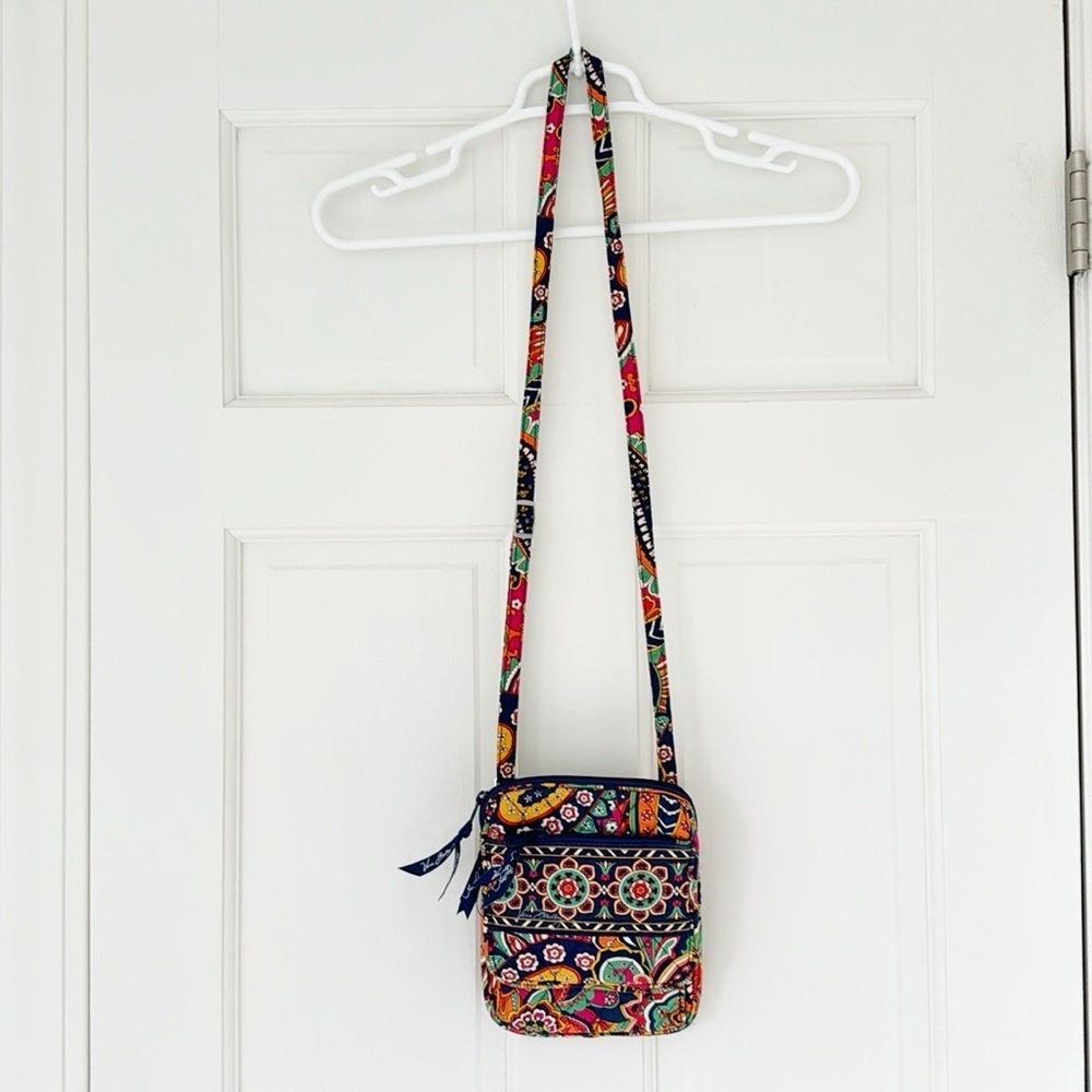VERA BRADLEY bag cotton blue yellow mini hipster crossbody Venetian paisley - Picture 1 of 7